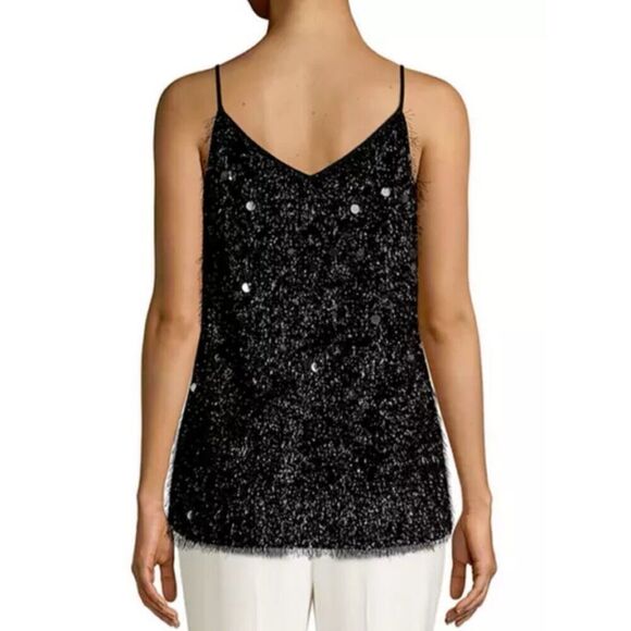 Lafayette 148 NY Black Averie Fringe Sequin Tank Top Sz XS Bling Party Camisole - Picture 12 of 14